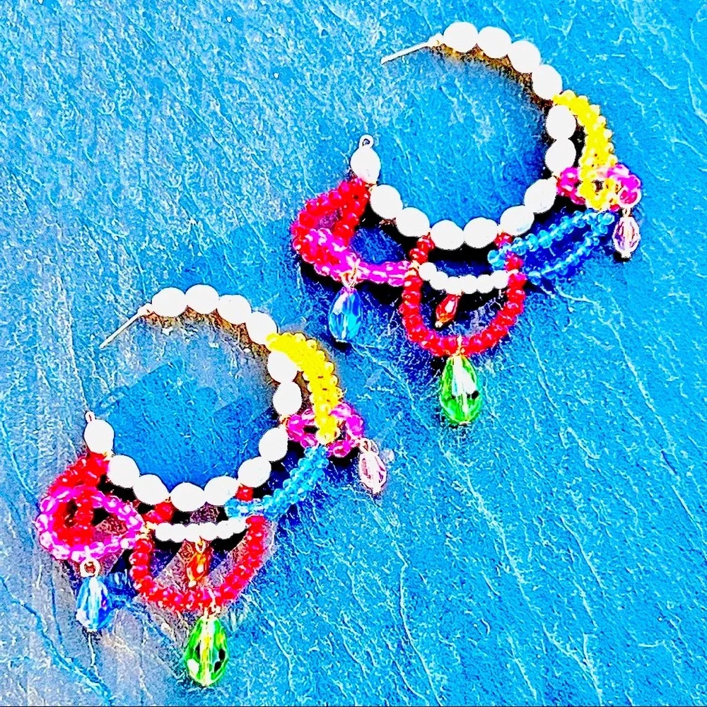 🍋2/$30 New Zara Beaded Hoops - Picture 4 of 4